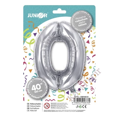 Lufi JUNIOR szülinapos 0-s szám 100 cm ezüst
