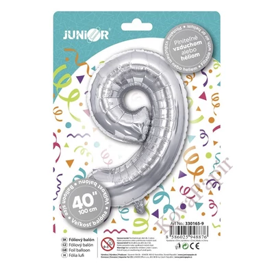Lufi JUNIOR szülinapos 9-es szám 100 cm ezüst