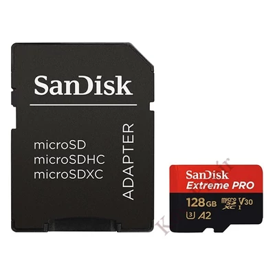 Memóriakártya SANDISK microSDXC Extreme PRO U3 V30 128 GB  + adapter