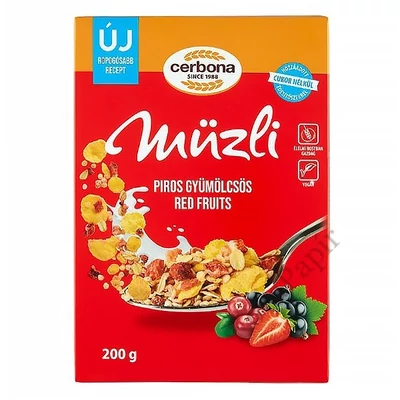 Müzli CERBONA piros gyümölcsös dobozos 200 g