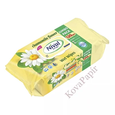 Nedves törlőkendő NIVAL kamillás 120 darabos