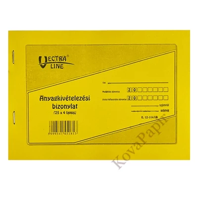 Nyomtatvány anyagkivételezési bizonylat VECTRALINE A/5 fekvő 25x4 lapos 8 tételes