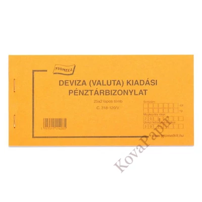 Nyomtatvány deviza kiadási bizonylat 25x2