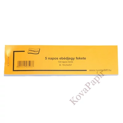 Nyomtatvány ebédjegy 5 napos fekete