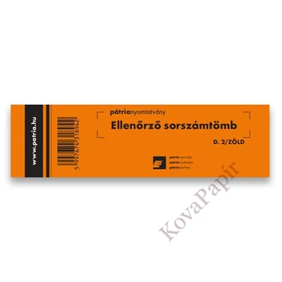 Nyomtatvány ellenőrző sorszámtömb PÁTRIA D2 100 lapos 146x40 mm zöld
