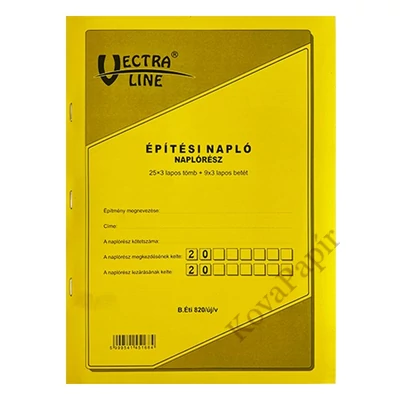 Nyomtatvány építési napló VECTRALINE A/4 álló  25x3 lapos pótlapokkal
