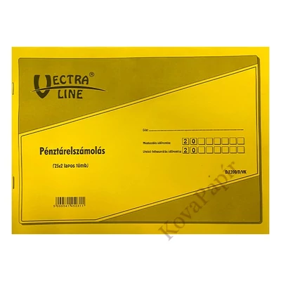 Nyomtatvány pénztárelszámolás VECTRALINE A/4 fekvő 25x2 lapos