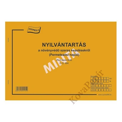 Nyomtatvány permetezési napló