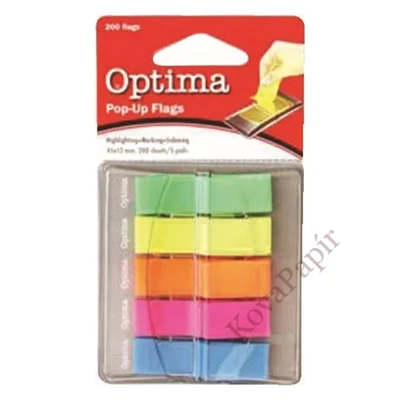Oldaljelölő OPTIMA műanyag 5 színű 12x45 mm 5x40 lap