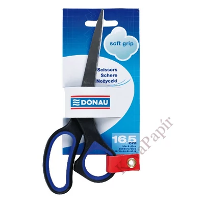 Olló irodai DONAU Soft Grip 16,5cm fekete-kék