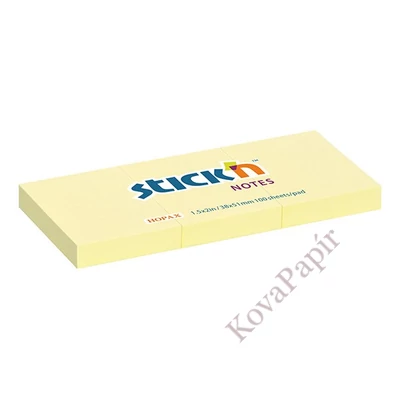 Öntapadós jegyzettömb STICK`N 38x51mm pasztell sárga 3x100 lap