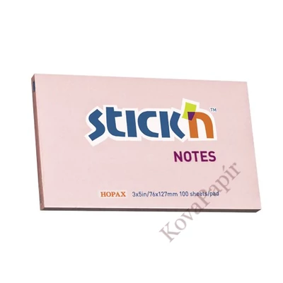 Öntapadós jegyzettömb STICK`N 76x127mm pasztell pink 100 lap