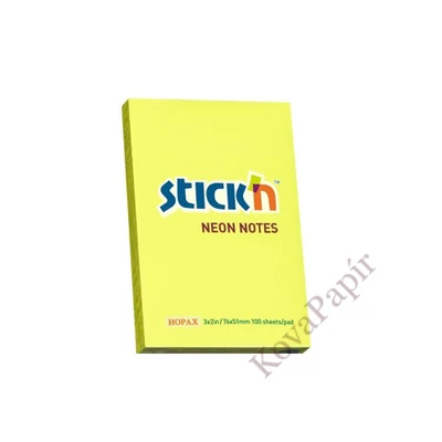 Öntapadós jegyzettömb STICK`N 76x51mm sárga 100 lap