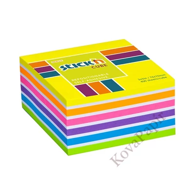 Öntapadós jegyzettömb STICK`N 76x76mm neon sárga mix 400 lap