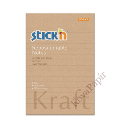 Öntapadó jegyzettömb STICK`N Kraft notes 150x101mm újrahasznosított natúr barna 100 lap