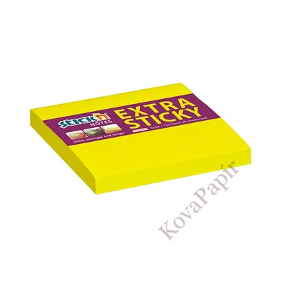 Öntapadós jegyzettömb STICK`N extra erős 76x76mm neon sárga 90 lap