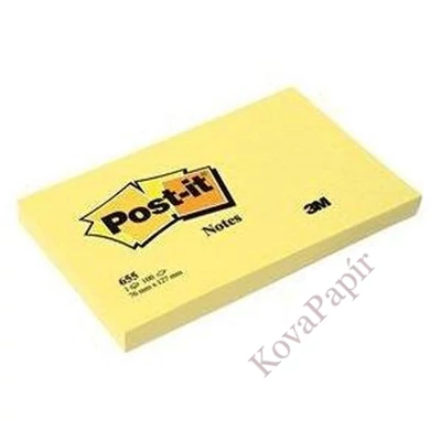 Öntapadós jegyzettömb 3M Post-it 655 76x127mm sárga 6x100 lap