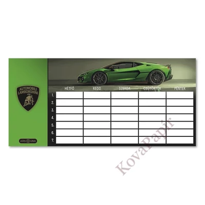 Órarend ARS UNA egylapos kétoldalas Lamborghini 5522