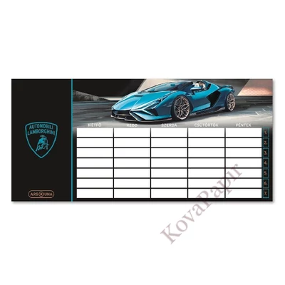 Órarend ARS UNA egylapos kétoldalas Lamborghini Türkiz