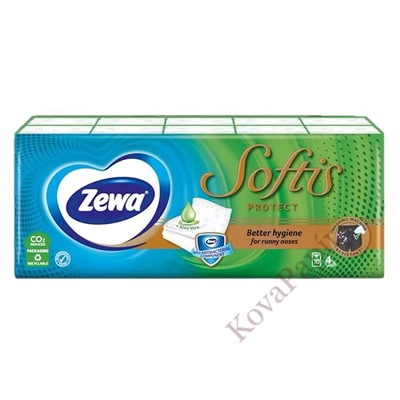 Papírzsebkendő ZEWA Softis Protect 4 rétegű 10x9 darabos