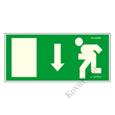 Piktogram Menekülési irány le zöld (FLUOR.)