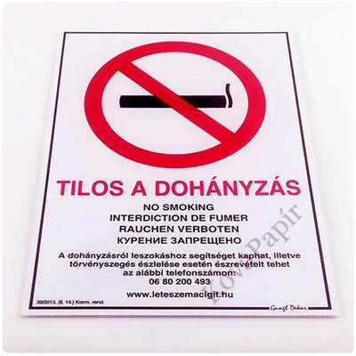 Piktogram Tilos a dohányzás! többnyelvű fehér új