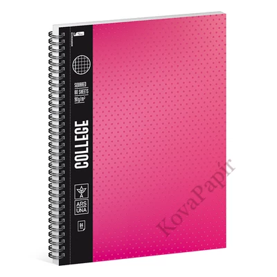 Spirálfüzet kockás ARS UNA College A/4 80 lapos pink