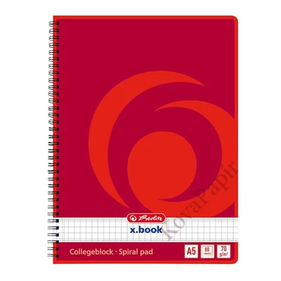 Spirálfüzet kockás HERLITZ A/5 80 lapos perforált lyukasztott