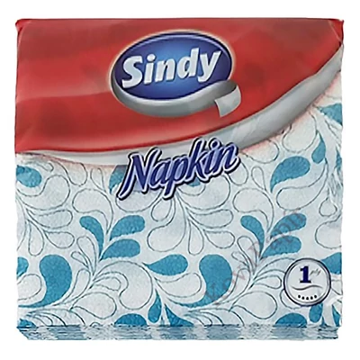 Szalvéta SINDY 1 rétegű 45 lapos 33x33 cm türkiz motívumos