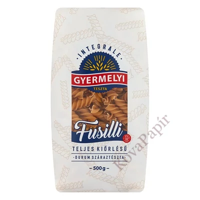 Száraztészta fusilli GYERMELYI teljes kiőrlésű durum 500 g