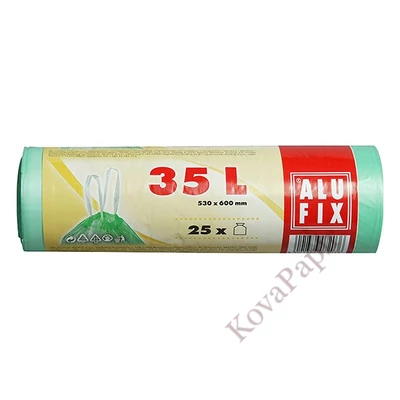 Szemeteszsák ALUFIX 35L zárószalaggal 15 mikronos zöld 25 darabos