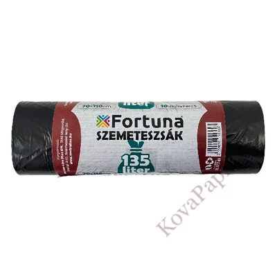 Szemeteszsák FORTUNA 135L fekete 70x110 cm 10 darabos