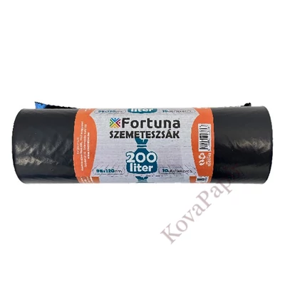 Szemeteszsák FORTUNA 200L fekete 95x120 cm 10 darabos