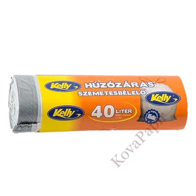 Szemeteszsák KELLY 40L húzózáras 55x60 cm 15 darabos