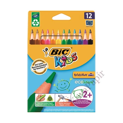 Színes ceruza BIC Kids Evolution háromszögletű környezetbarát 12 darabos