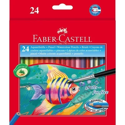 Színes ceruza FABER-CASTELL Aquarell hatszögletű 24 darabos+ecset
