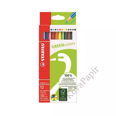 Színes ceruza STABILO Greencolors hatszögletű környezetbarát 12 db/készlet