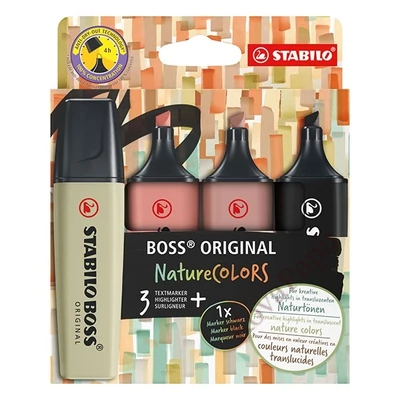 Szövegkiemelő készlet STABILO Boss NatureColors 4 darabos A