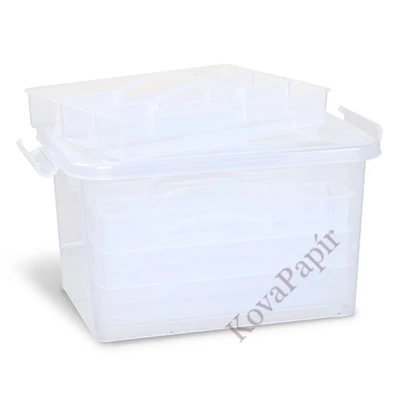 Tárolódoboz PRIMO 25,5x17x14,5 cm műanyag 4 db elválasztó tálcával