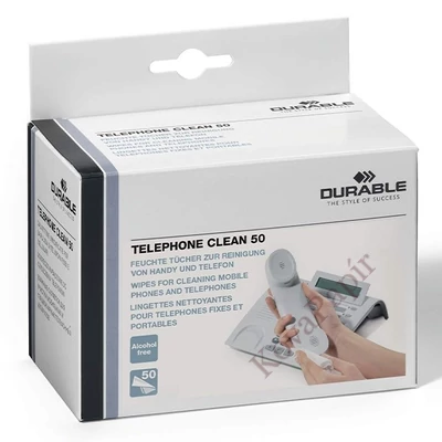 Tisztítókendő DURABLE telefonhoz nedves 50 darabos