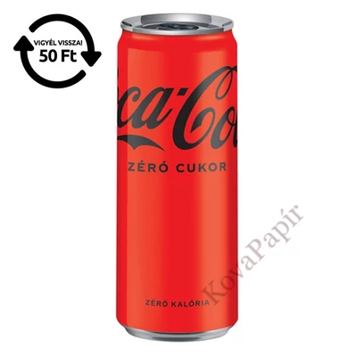 Üdítőital szénsavas COCA-COLA Zero dobozos 0,33L DRS