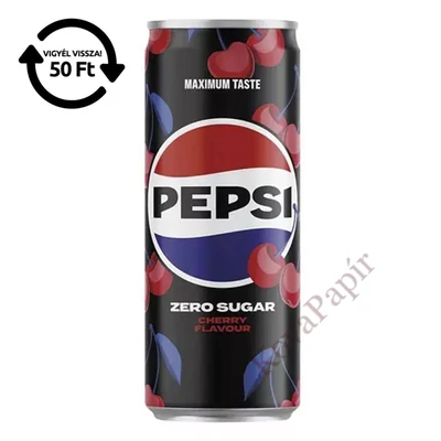 Üdítőital szénsavas PEPSI Cherry zero dobozos 0,33L DRS