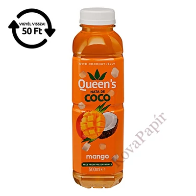 Üdítőital szénsavmentes QUEEN Nata de Coco Mangó 0,5L DRS